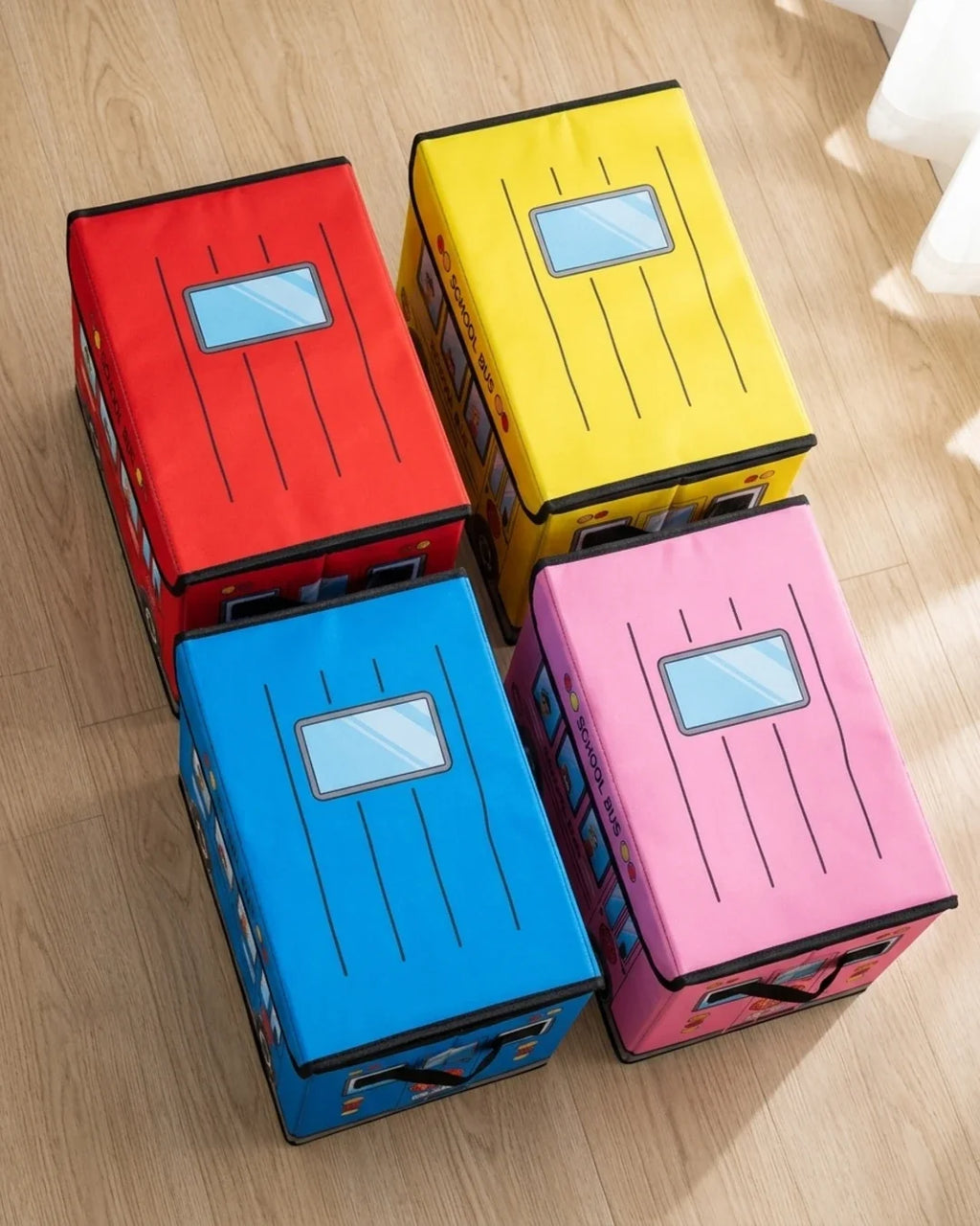 Foldable Bus Toy Storage Box & Sitting Stool | Kids Storage Organizer Bin