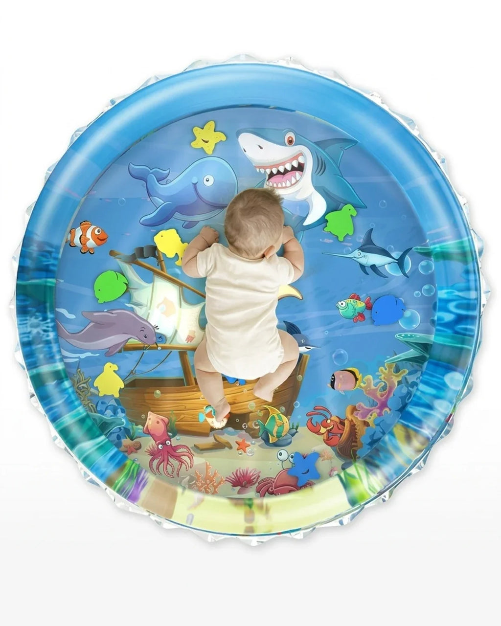 Inflatable Tummy Time Water Play Mat for Babies & Toddlers – Ocean Theme Sensory Cushion