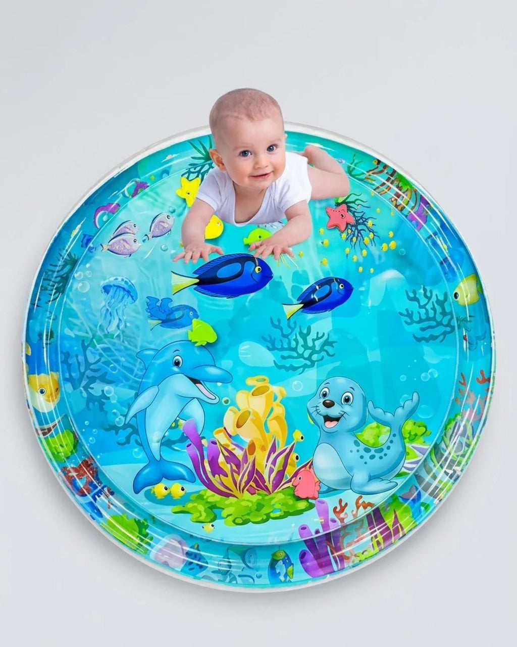 Inflatable Tummy Time Water Play Mat for Babies & Toddlers – Ocean Theme Sensory Cushion