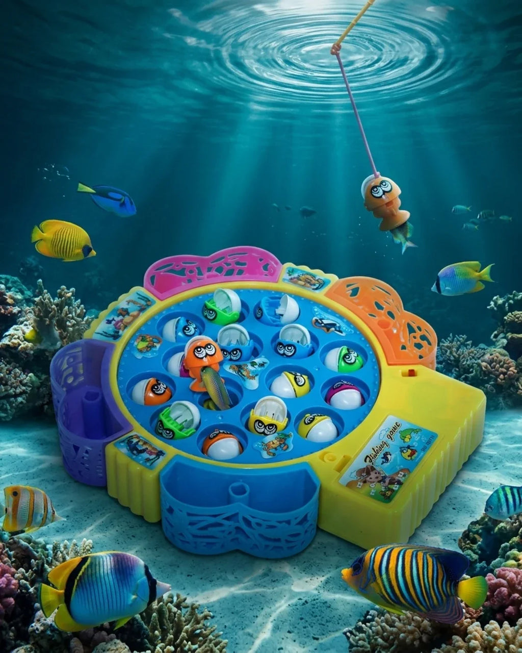Electric Rotating Fishing Game Toy with Music - Interactive Catching Board Game for Kids