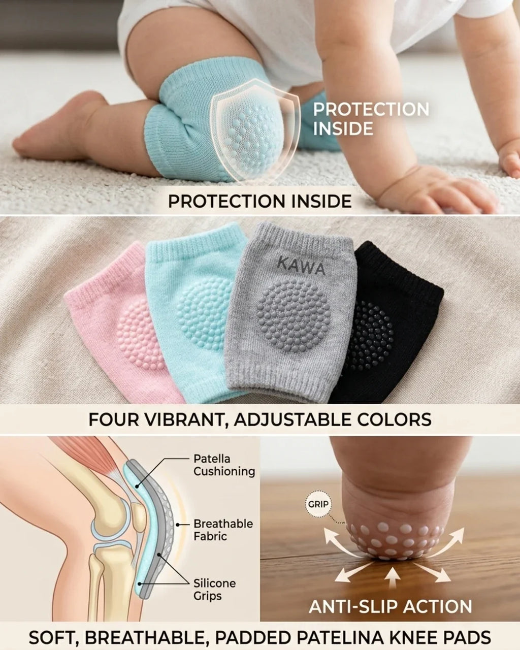 Anti-Slip Baby Knee Pads for Crawling | Breathable Soft Safety Knee Protectors
