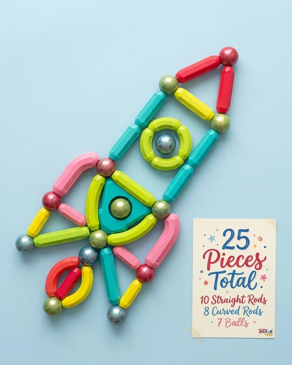3D Magnetic Building Sticks & Balls Set - Educational DIY STEM Toys for Kids
