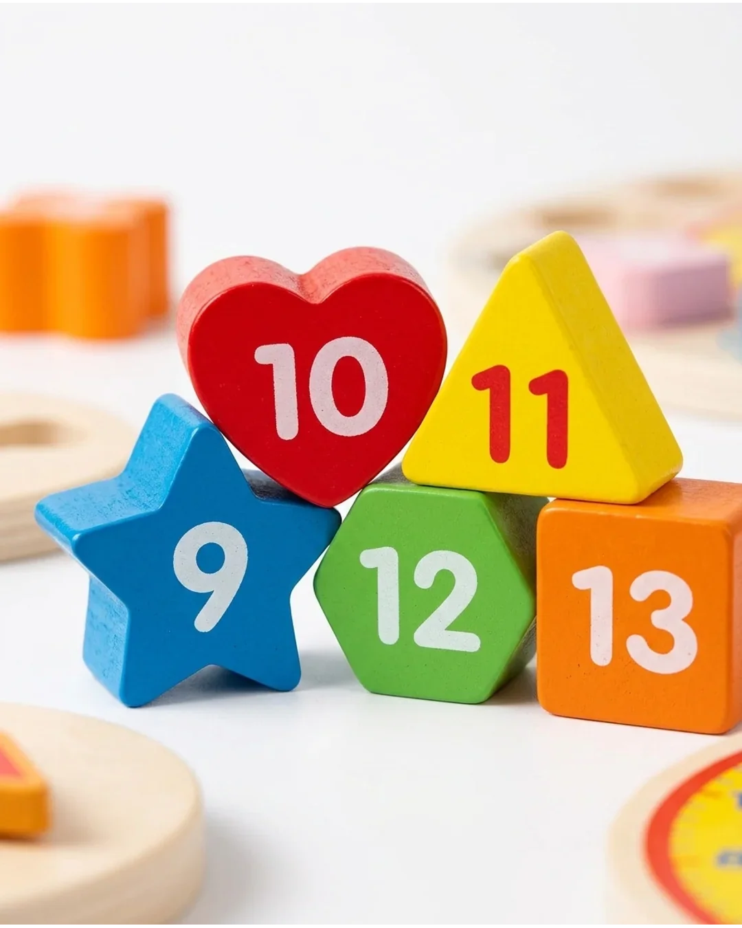 Wooden Teaching Clock & Shape Sorter Toy - Educational Montessori Time Learning Puzzle