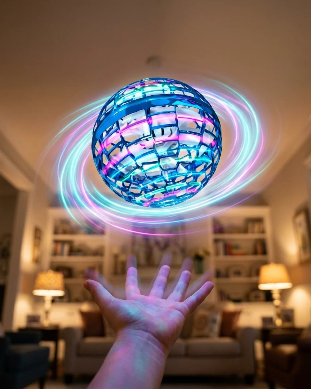 360° Flying Orb Ball Boomerang Spinner - RGB LED Hover Drone Toy for Kids & Adults