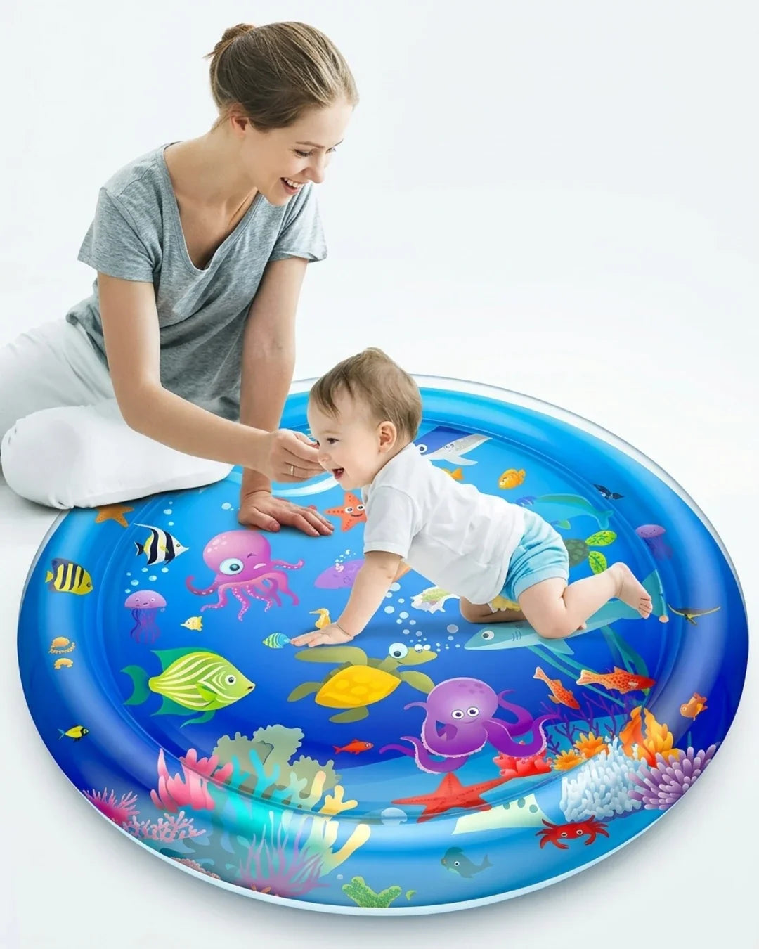 Inflatable Tummy Time Water Play Mat for Babies & Toddlers – Ocean Theme Sensory Cushion