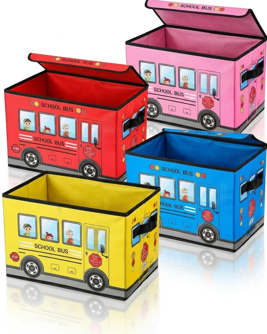 Foldable Bus Toy Storage Box & Sitting Stool | Kids Storage Organizer Bin