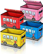 Foldable Bus Toy Storage Box & Sitting Stool | Kids Storage Organizer Bin