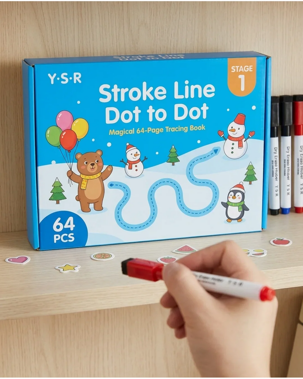 Reusable Magic Tracing Practice Workbook Set - Wipe-Clean Preschool Pen Control & Alphabet Learning Book