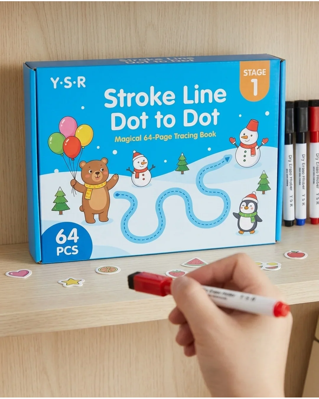 Reusable Magic Tracing Practice Workbook Set - Wipe-Clean Preschool Pen Control & Alphabet Learning Book