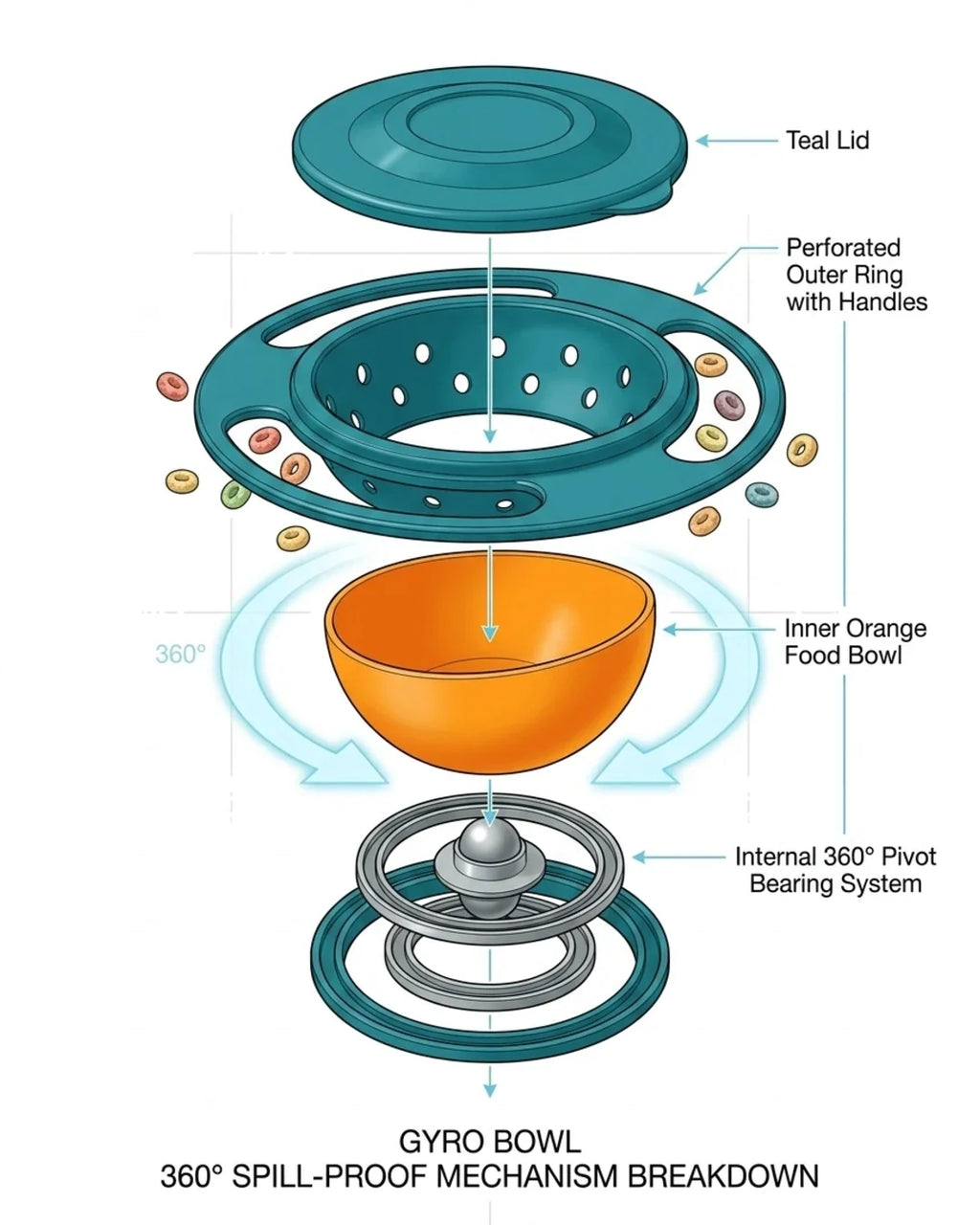 360° Rotating Anti-Spill Gyro Bowl - Spill-Proof Baby & Toddler Snack Bowl - Buy 2 Det 23% Off