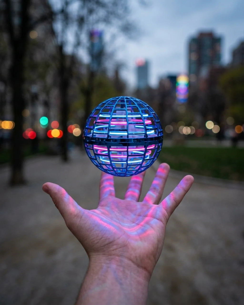 360° Flying Orb Ball Boomerang Spinner - RGB LED Hover Drone Toy for Kids & Adults
