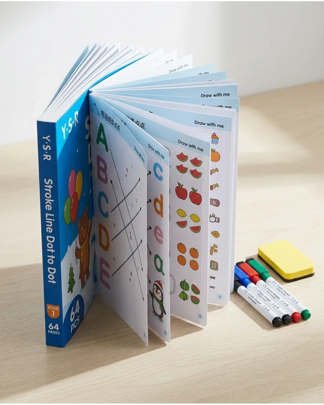 Reusable Magic Tracing Practice Workbook Set - Wipe-Clean Preschool Pen Control & Alphabet Learning Book
