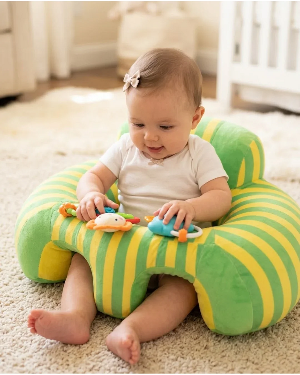 Plush Baby Support Seat Chair – Ergonomic Soft Infant Learn-to-Sit Cushion & Floor Sofa (3 to 12 Months)
